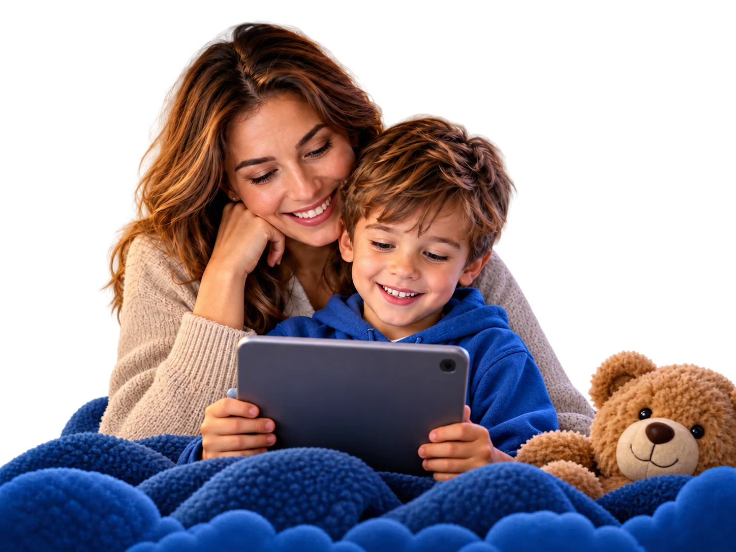 Roditelj i dijete zajedno gledaju tablet